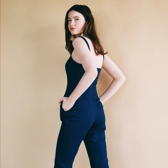 Harly Jae Bardot Navy Blue Jumpsuit Size M - Picture 3 of 8